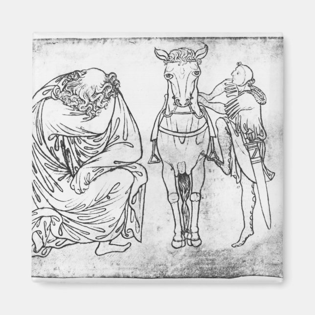 Han satt, Knight monterade sin häst Magnet (Framsidan)