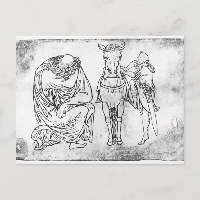 Han satt, Knight monterade sin häst Vykort (Framsida)