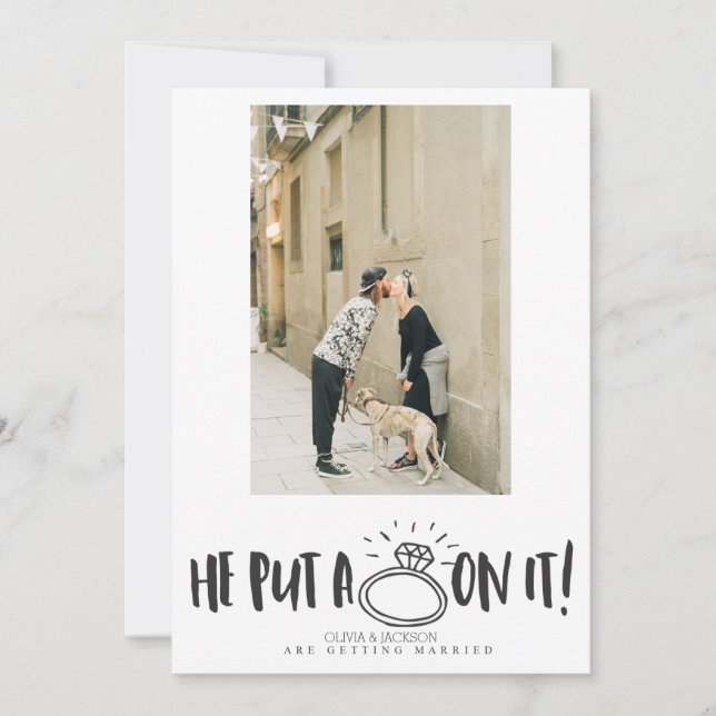 Han satte en Ring på fotot för att spara datuminbj Inbjudningar (Framsida)