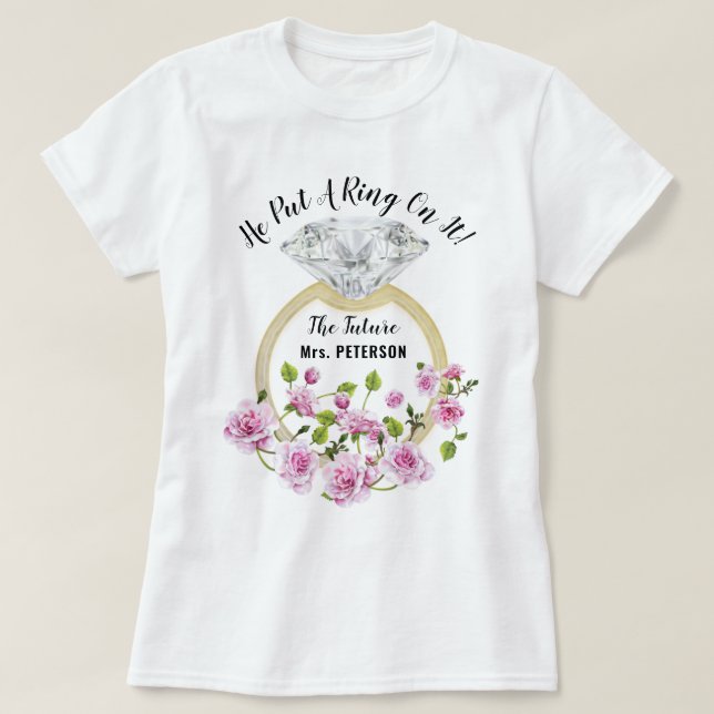 Han satte Ring på den moderna Blommigten Diamond T Shirt (Design framsida)