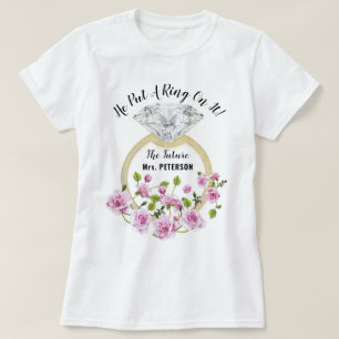 Han satte Ring på den moderna diamantens Blommigt T Shirt