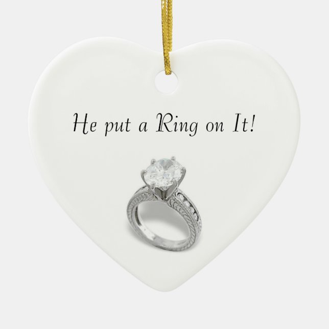 Han satte Ring på det/sparade datumet Julgransprydnad Keramik (Framsidan)