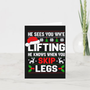 Han ser dig lyfta överhoppade ben Gym-enthusiaster Kort