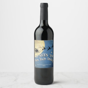 Han ser dig när du dricker, Helgdag Vinflaska Etikett