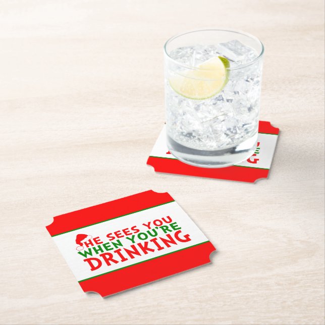 Han ser dig när du dricker jul underlägg papper (Insitu)