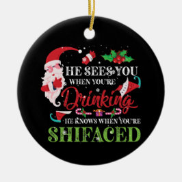 Han ser dig när du dricker.. julgransprydnad keramik