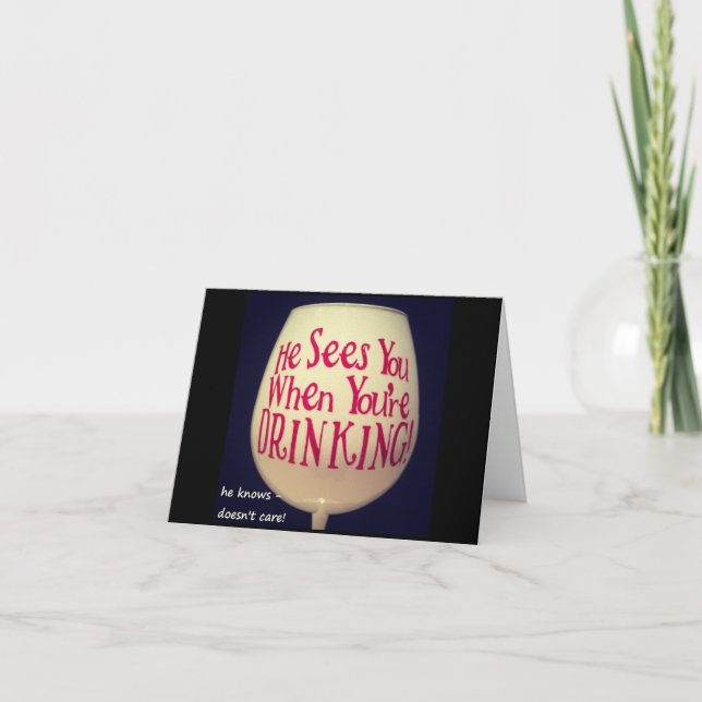 HAN SER OSS NÄR DRICKKORTET "ROLIGT" CHRISTMAS-KOR HELGKORT (Framsida)