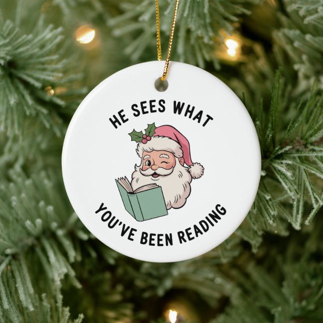 Han ser vad du har läst Boksluga jul Julgransprydnad Keramik (Träd)
