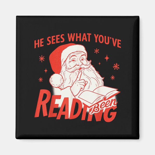 Han ser vad du har läst Rolig bokig jul Magnet (Framsidan)