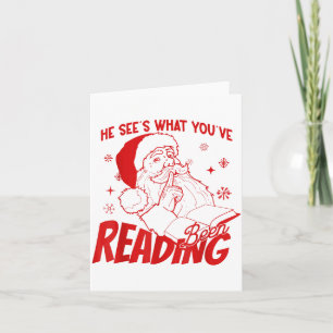 Han ser vad du har läst Santa Boksluga Jul Kort