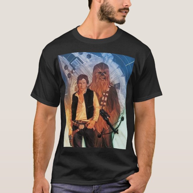 Han Solo & Chewbacca – Millennium Falcon Crew T Shirt (Framsida)