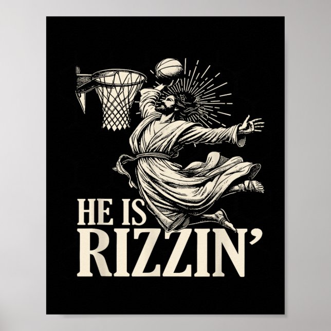 Han spelar Basketball Påsk och är Rizzin Poster (Framsidan)