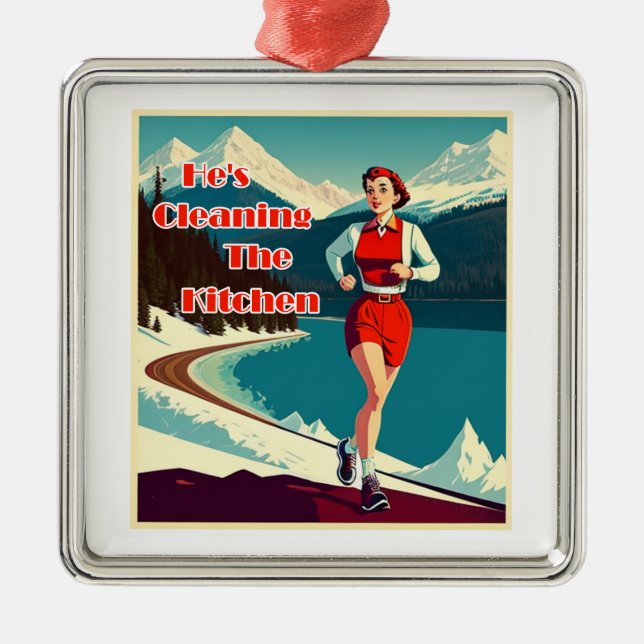 Han Städning Springerna Kitchen Sassy Julgransprydnad Metall (Framsidan)