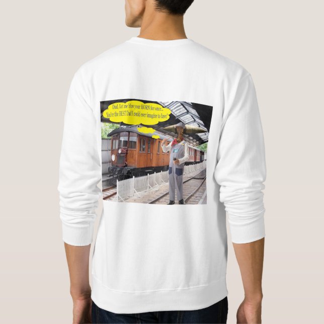 Han svettas. Lycklig Fars dag. ko/beteende Lång Ärmad Tröja (Baksida)