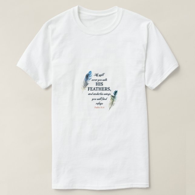 Han täcker dig med sina fjädrar och under hans t shirt (Design framsida)