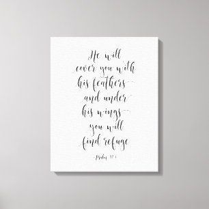 Han täcker dig med sina fjädrar, Psalm 91:4 Canvastryck