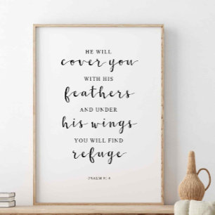 Han täcker dig med sina fjädrar, Psalm 91:4 Poster