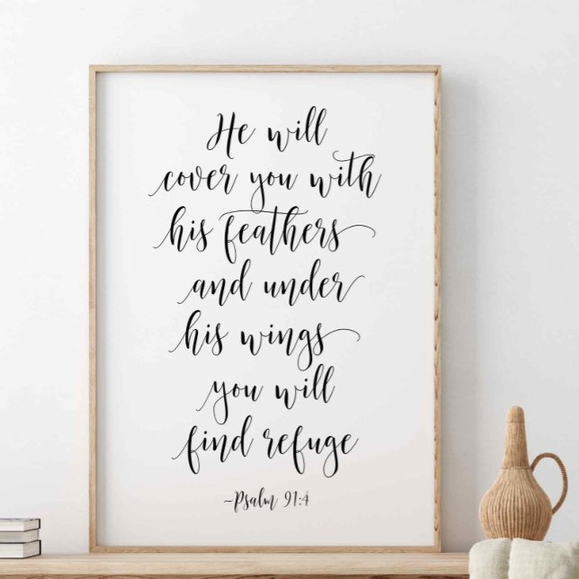 Han täcker dig med sina fjädrar, Psalm 91:4 Poster (Skapare uppladdad)