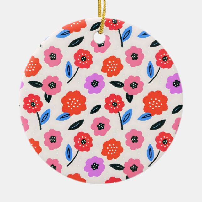 Han tecknar blommönster julgransprydnad keramik (Framsidan)