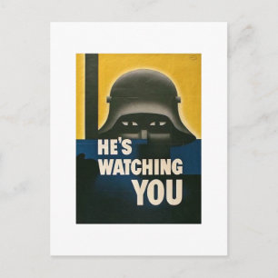 Han tittar på dig - Vintage WWII Vykort