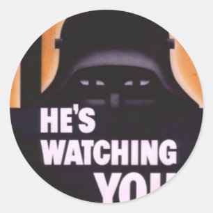 Han tittar på din propaganda runt klistermärke