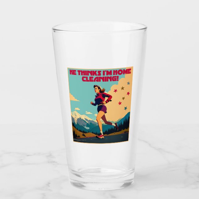 Han tror att jag Städning Sassy Springer hemma Glaskopp (Framsida)