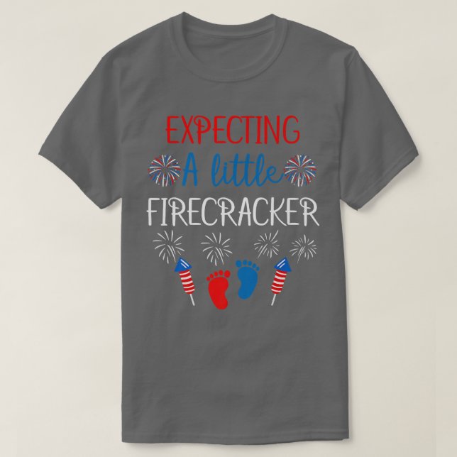 Han väntar på en bråkspelare 4:e juli Pregnan T Shirt (Design framsida)