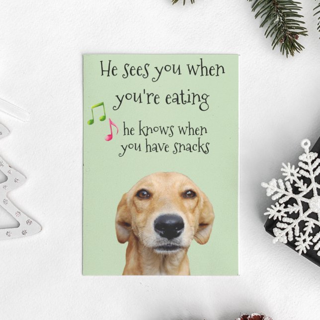 Han vet när du har snack i Hund jul Kort (Skapare uppladdad)