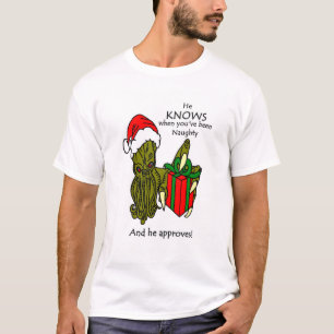 Han vet när du har varit den stygga T-tröja T-shirt