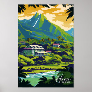 Hana Hawaii Art vintage resor illustration Poster