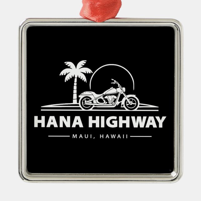Hana Highway Maui Hawaii Motorcykel Julgransprydnad Metall (Framsidan)