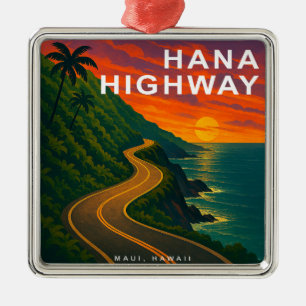 Hana Highway Maui Hawaii Sunset Julgransprydnad Metall