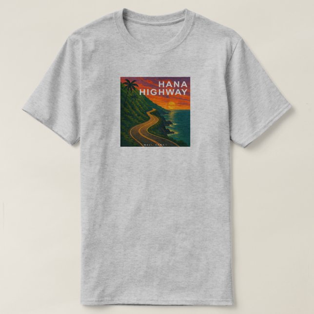 Hana Highway Maui Hawaii Sunset T Shirt (Design framsida)