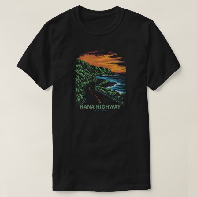 Hana Highway Maui Hawaii Vista T Shirt (Design framsida)
