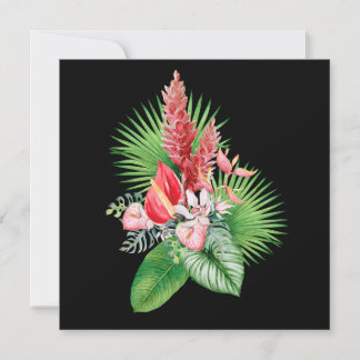 Hana Hou! (Svart) Hawaiisk Flower Arrangemang Inbjudningar