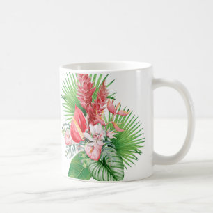 Hana Hou! (Vit) Hawaiiansk blomsterarrangemang Kaffemugg