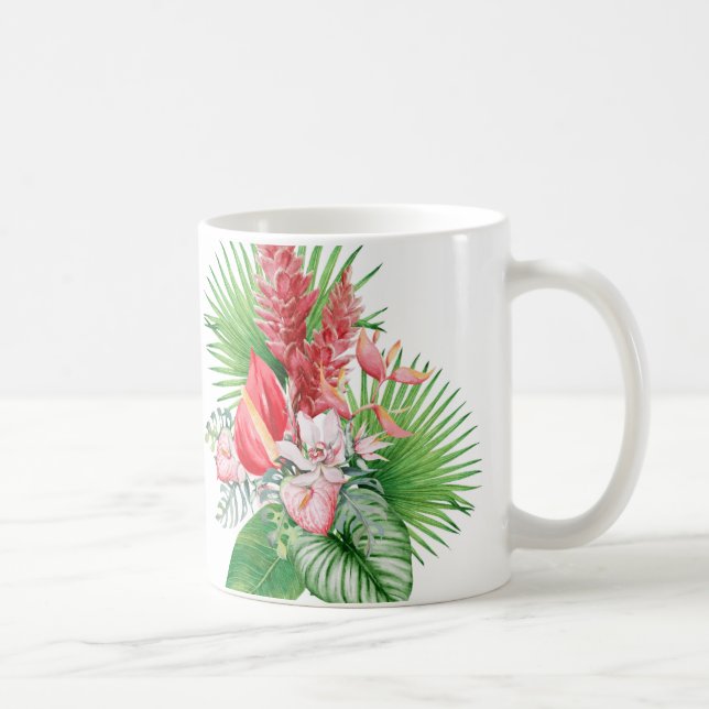 Hana Hou! (Vit) Hawaiiansk blomsterarrangemang Kaffemugg (Höger)