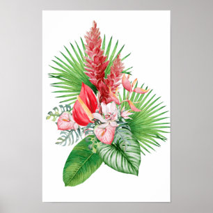 Hana Hou! (Vit) Hawaiiansk blomsterArrangemang Poster