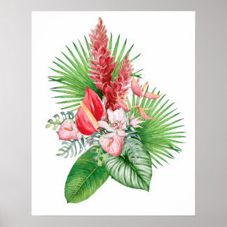 Hana Hou! (Vit) Hawaiiansk blomsterArrangemang Poster