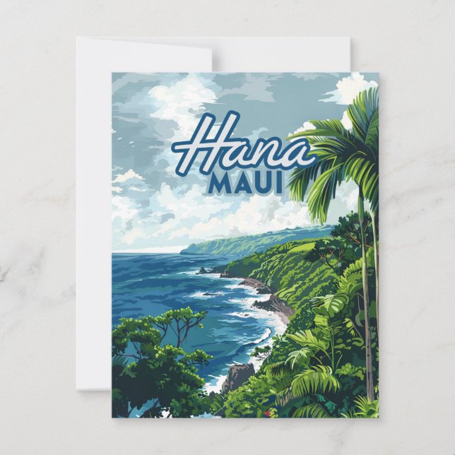 Hana Maui Hawaii Road till Hana Beach Kusten Card (Framsida)