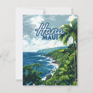 Hana Maui Hawaii Road till Hana Beach Kusten Card