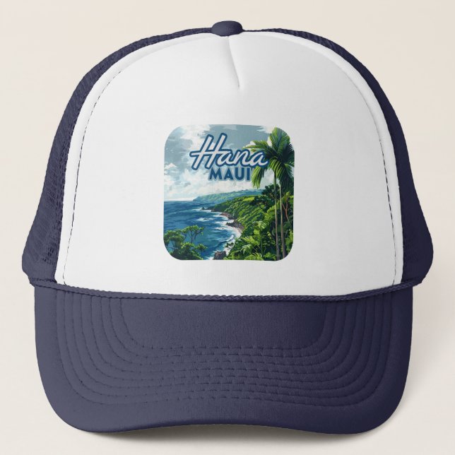 Hana Maui Hawaii Road till Hana Beach Kusten Retro Keps (Framsida)