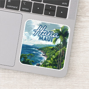 Hana Maui Hawaii Road till Hana Beach Kusten Retro Klistermärken