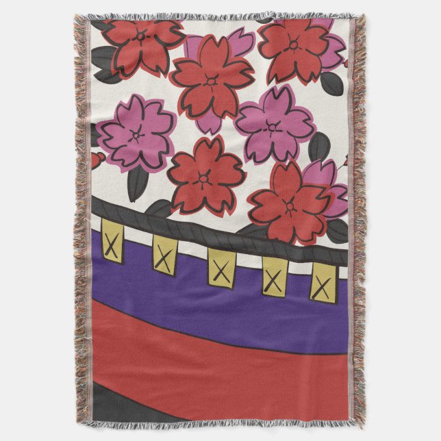 Hanafuda "Sakura-ni-maku" Filt (Framsidan Vertikal)