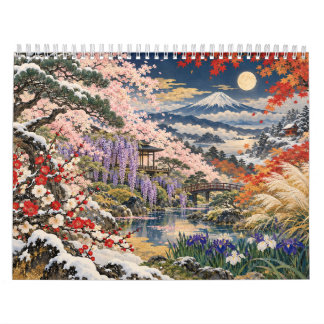 Hanafuda Twelve Months of Japan Woodblock Art Kalender