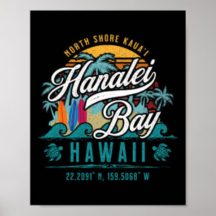 Hanalei Båttur North Shore Kauai Hawaii Retro Sol  Poster