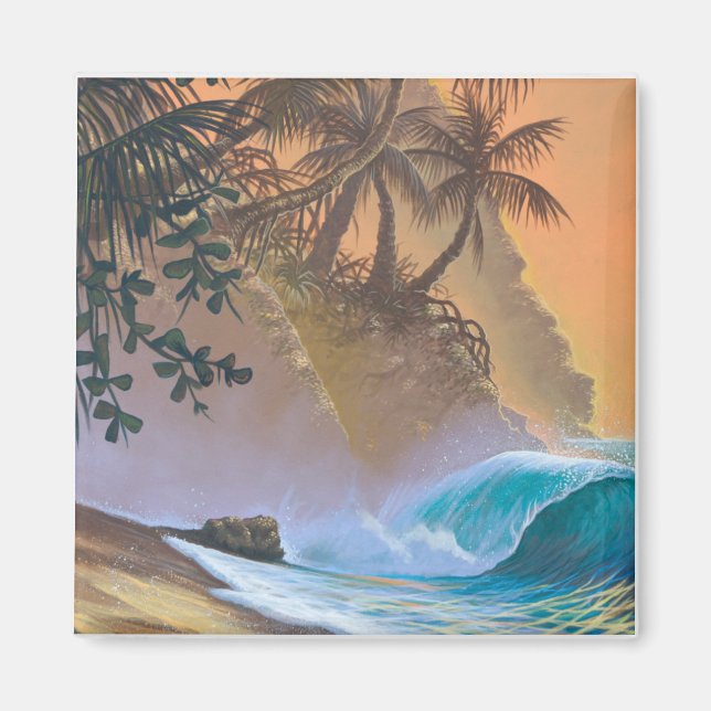 Hanalei Bay Beach Surfa Magnet (Framsidan)