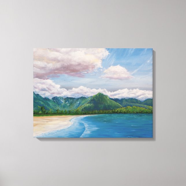 Hanalei Bay Hawaii Painting Canvastryck (Framsida)