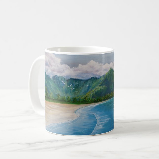 Hanalei Bay Hawaii Painting Kaffemugg (Framsida vänster)