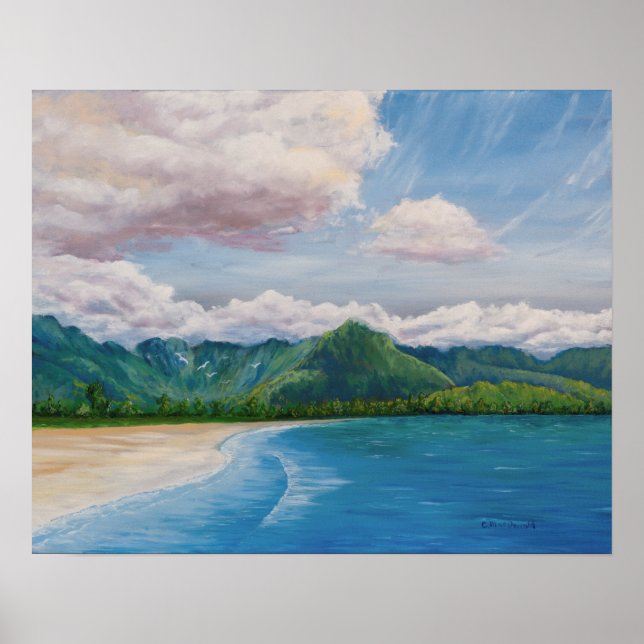Hanalei Bay Hawaii Painting Poster (Framsidan)